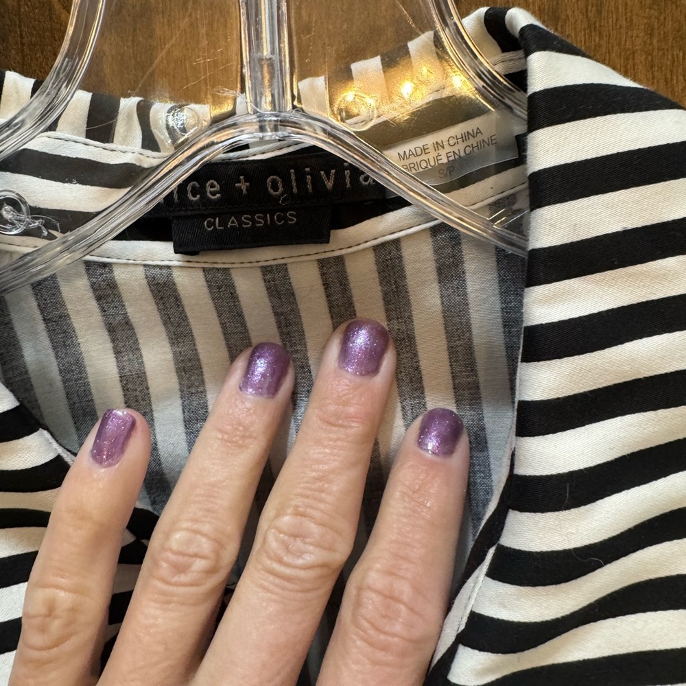 Alice + Olivia Black and White Striped Shirt Dress - Picture 5 of 6